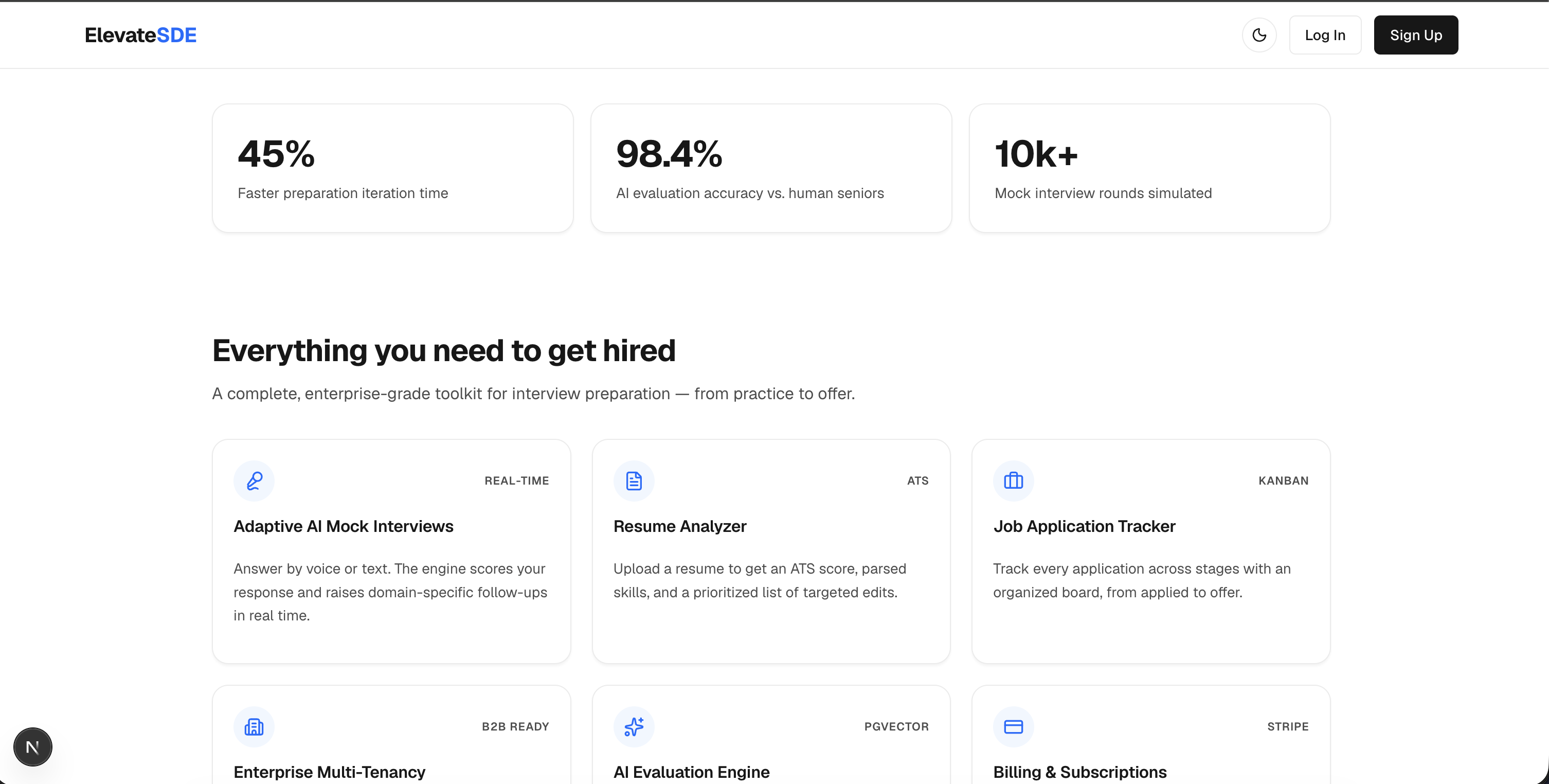 ElevateSDE — Enterprise AI Interview Prep Platform (SaaS) screenshot 2