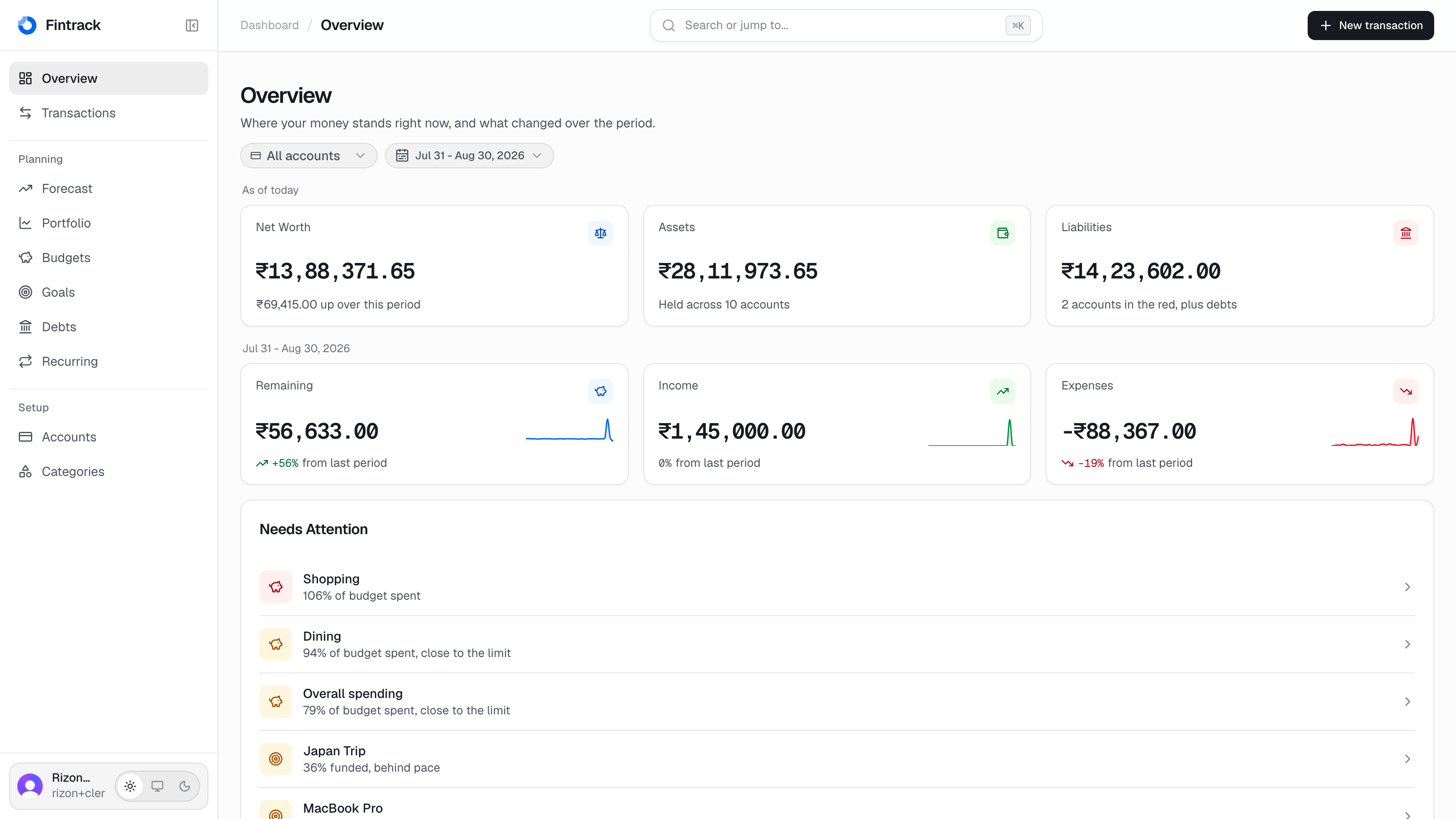 Fintrack: Personal Finance Workspace screenshot 2
